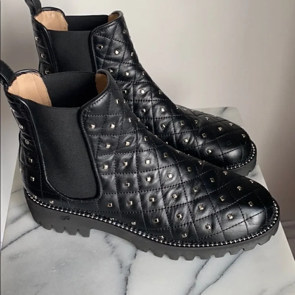 New Gia-Stud-Quilted Chelsea Boot